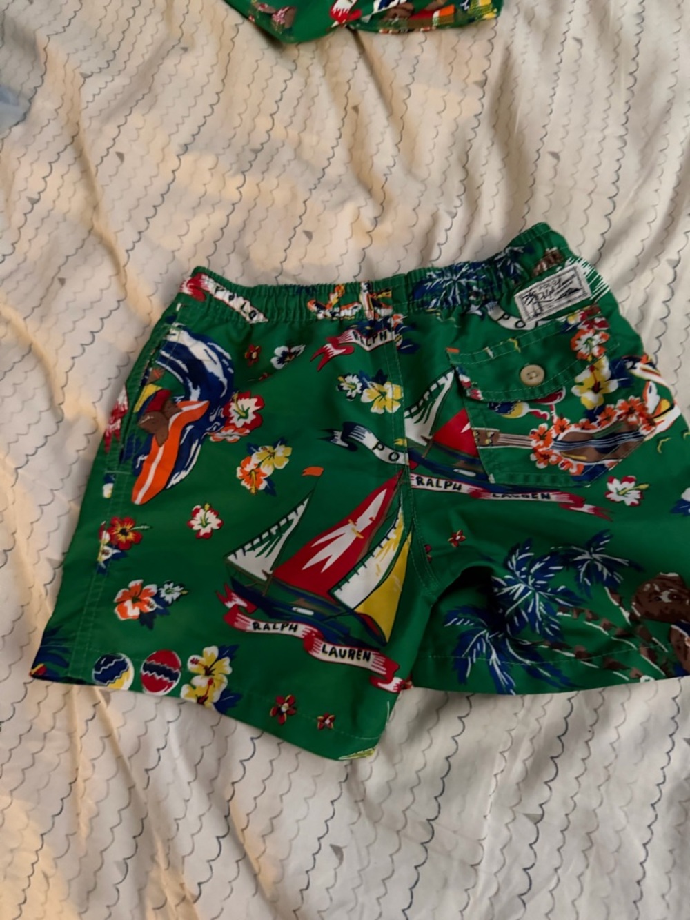 Polo by Ralph Lauren Green Floral Sail Print Swim Trunks